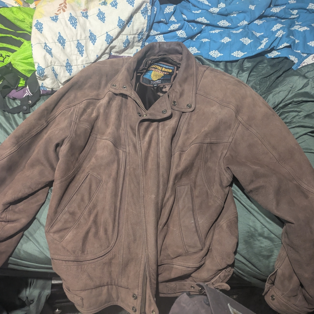 Adventure Bound By Wilson's Leather Brown Leather Suede Bomber Jacket